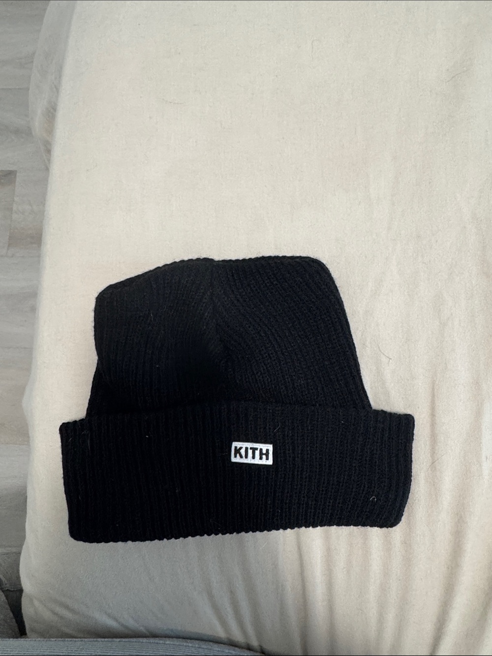 Kith Black Cuffed Ribbed Beanie